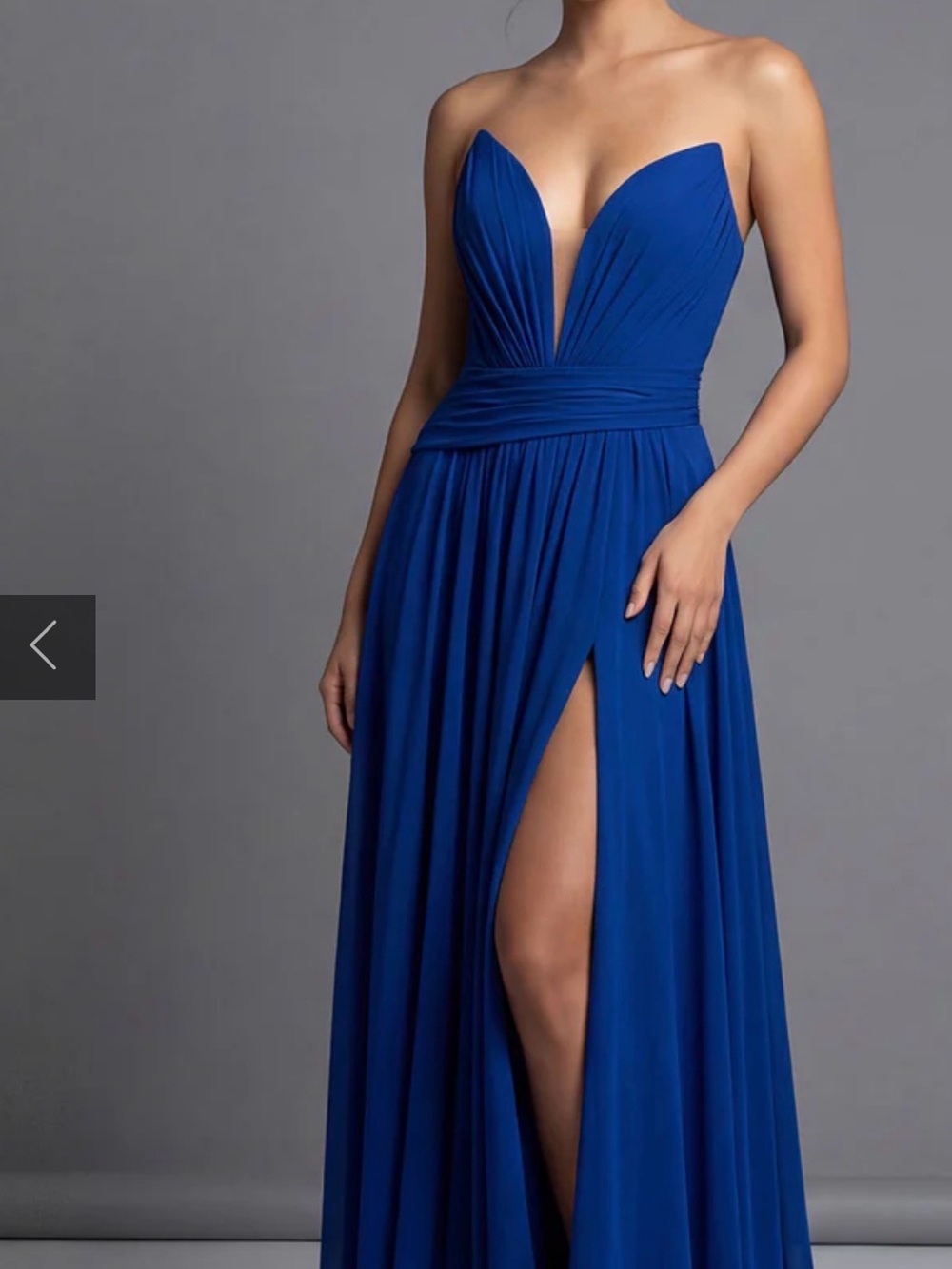JVN by Jovani Royal Blue Strapless Plunge Evening Gown